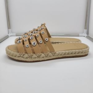 Marc Fisher Limited Women's Flat Sandal Tamie Studded Espadrille Natural Size 9M